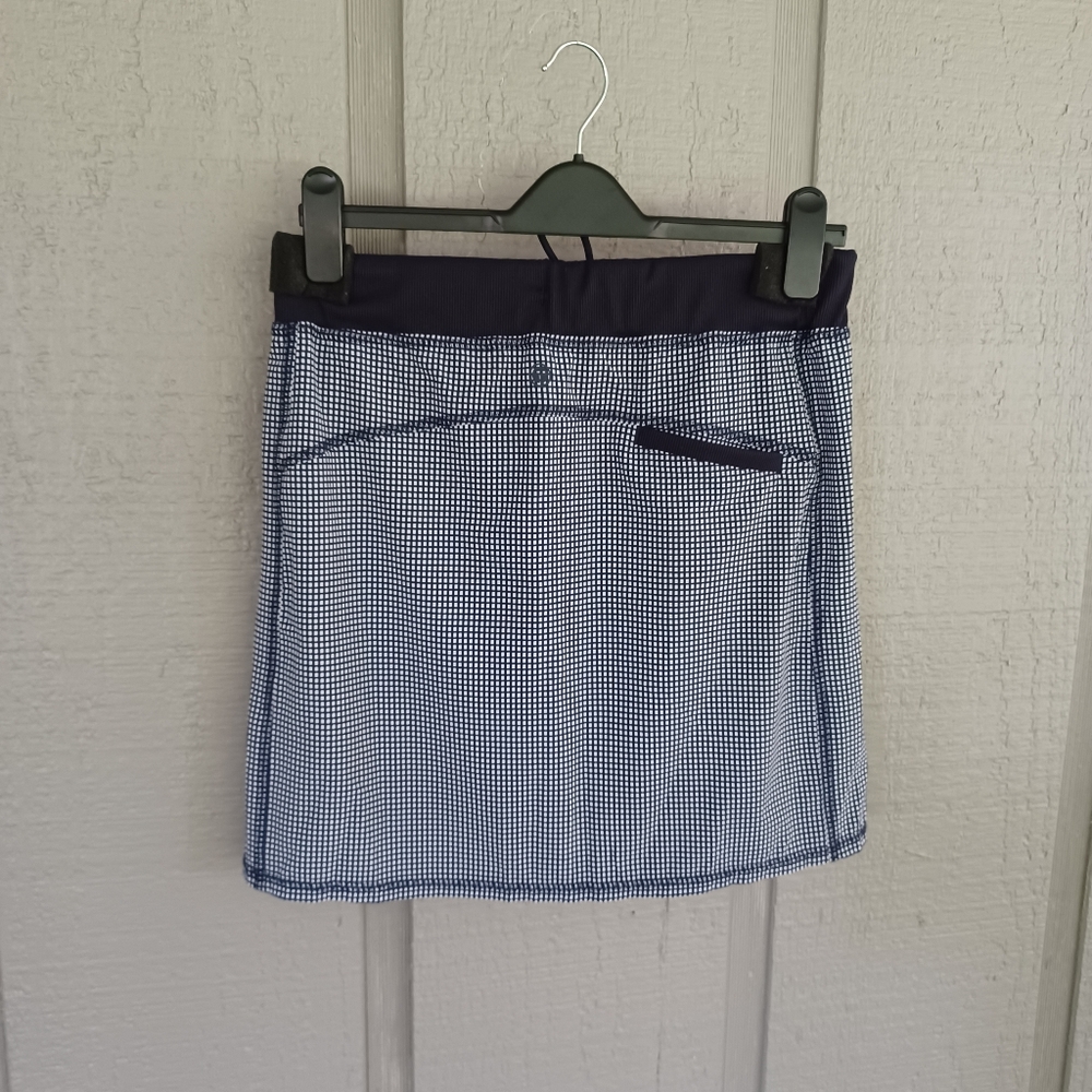 T By Talbots Skirt Size S Women Lightweight Woven Stretch Side Slit In Mini Grid - Picture 5 of 9